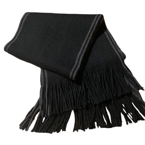 Nautica Black and Gray 100% Acrylic Scarf with Fringe 10X68” with 3” Fringe - Picture 1 of 4